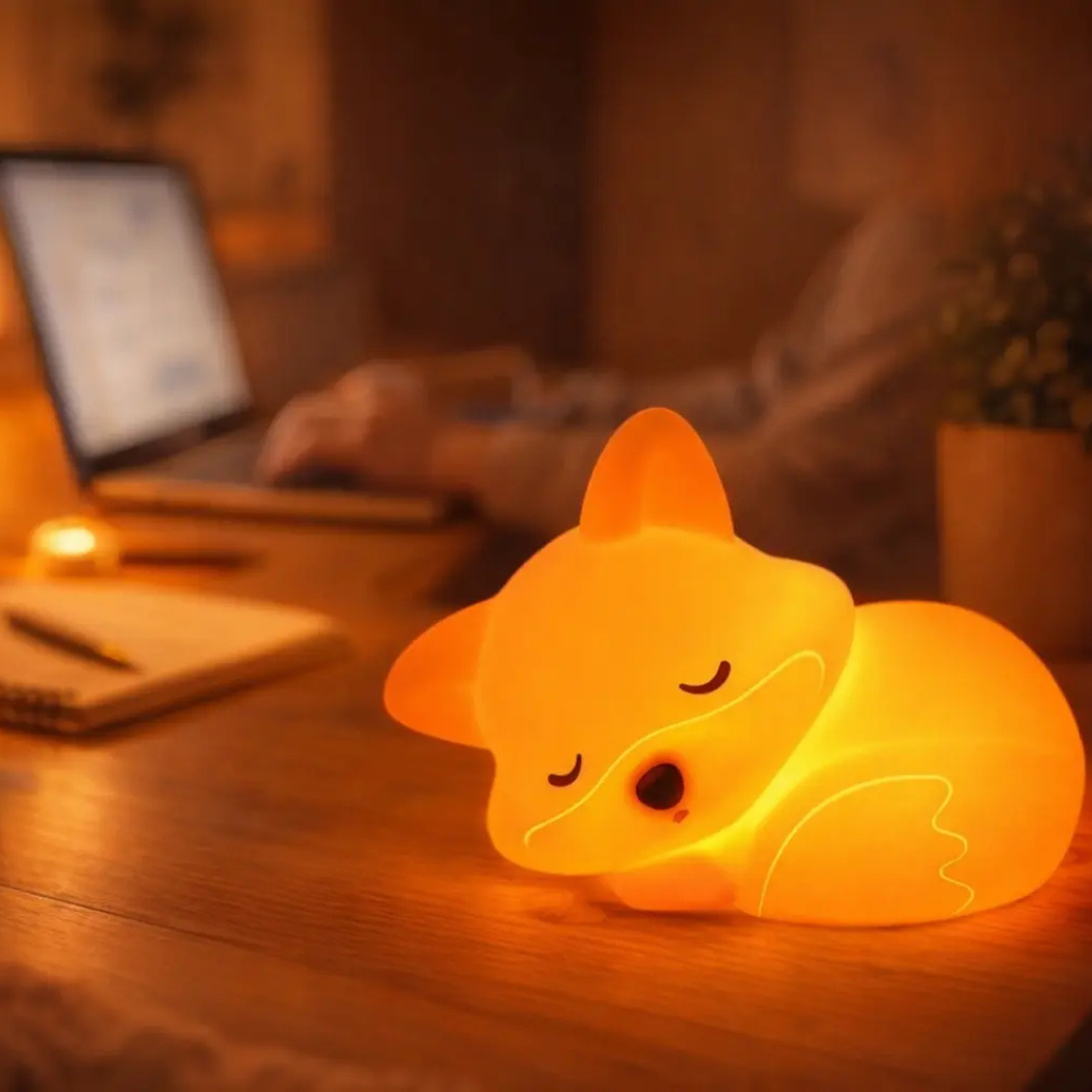 Lámpara Zorrito LED de Silicona Suave, Sensor Táctil y Recargable