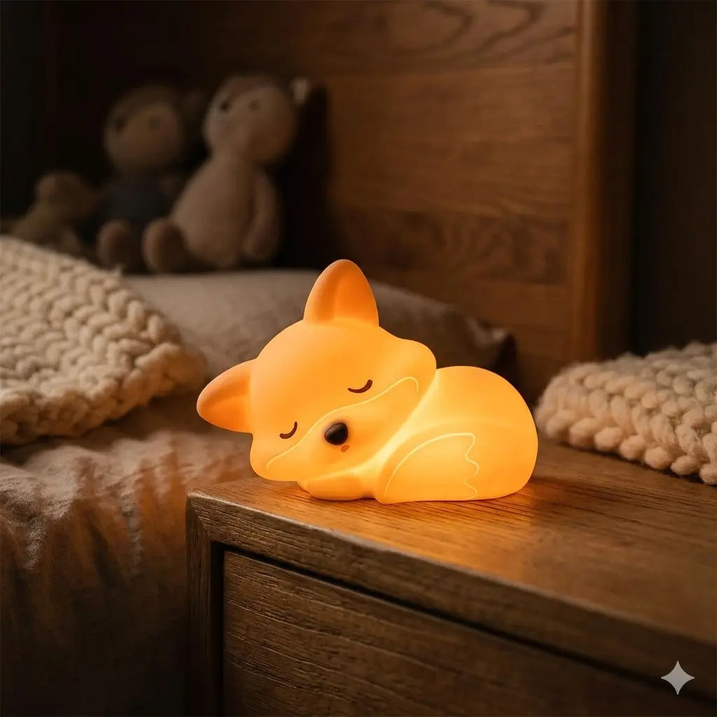 Lámpara Zorrito LED de Silicona Suave, Sensor Táctil y Recargable