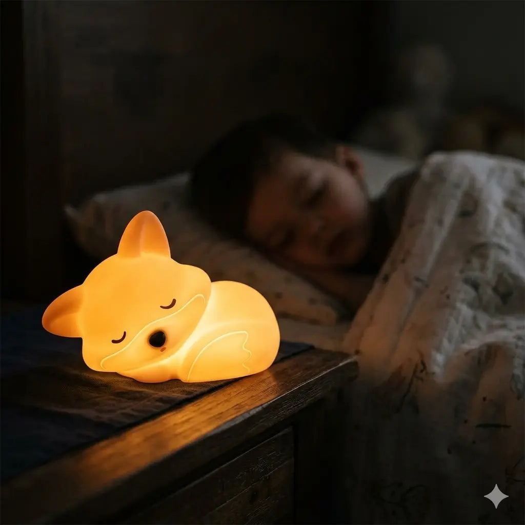 Lámpara Zorrito LED de Silicona Suave, Sensor Táctil y Recargable