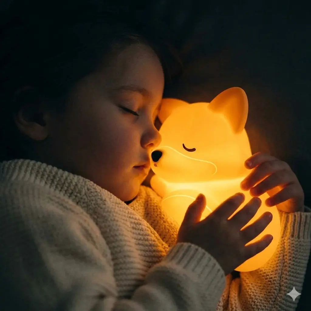 Lámpara Zorrito LED de Silicona Suave, Sensor Táctil y Recargable